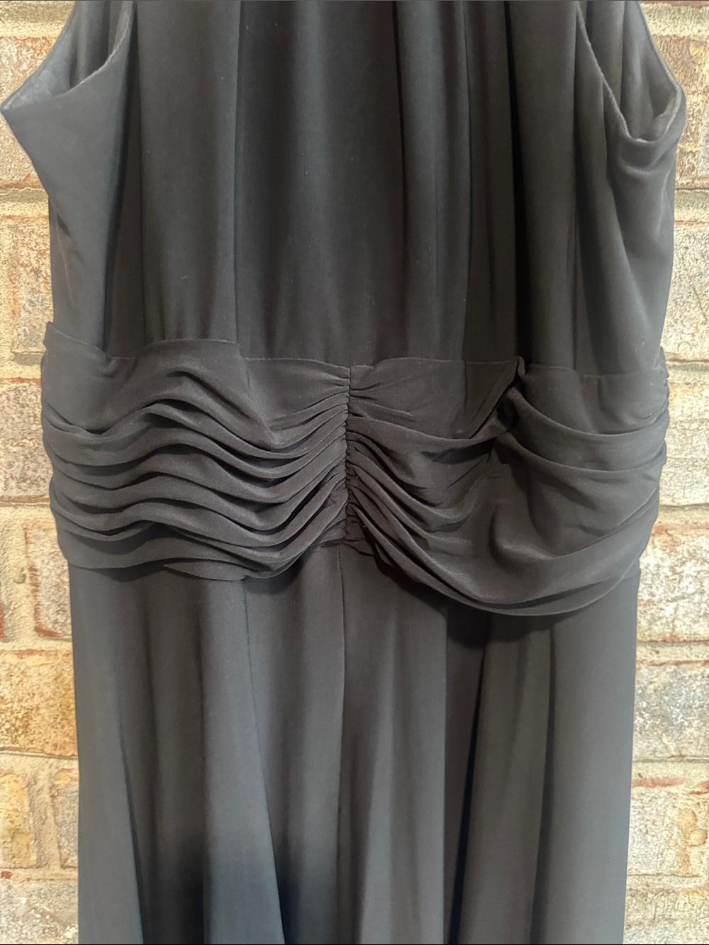 Evan Picone Black Sleeveless V-Neck Midi Dress with Rhinestone Shoulder Accents - Picture 6 of 6